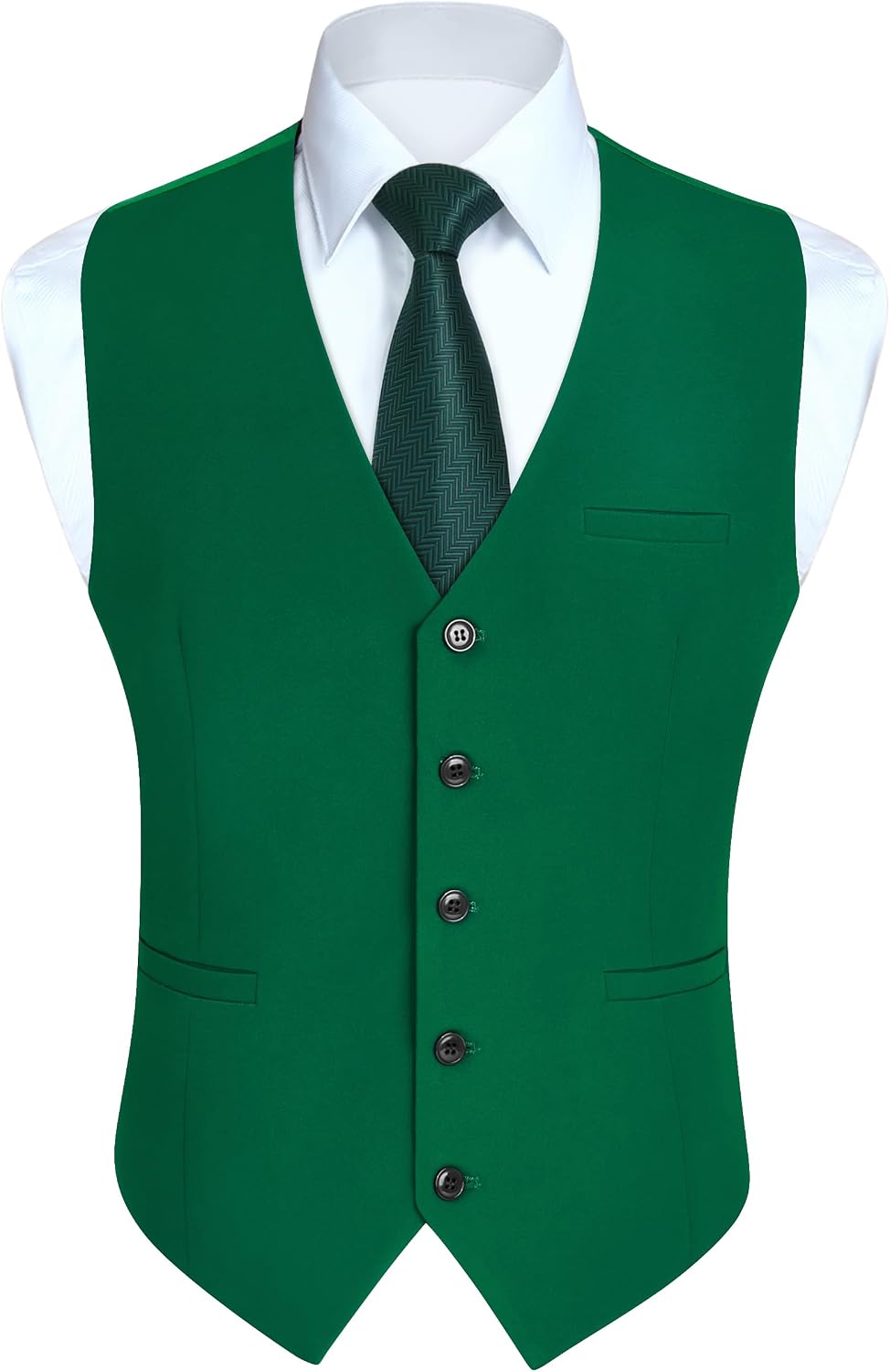 Men's Slim Fit Suit Vest - Three-Pocket Waistcoat for Business, Weddings, Prom and Tuxedo Wear - Small (16)