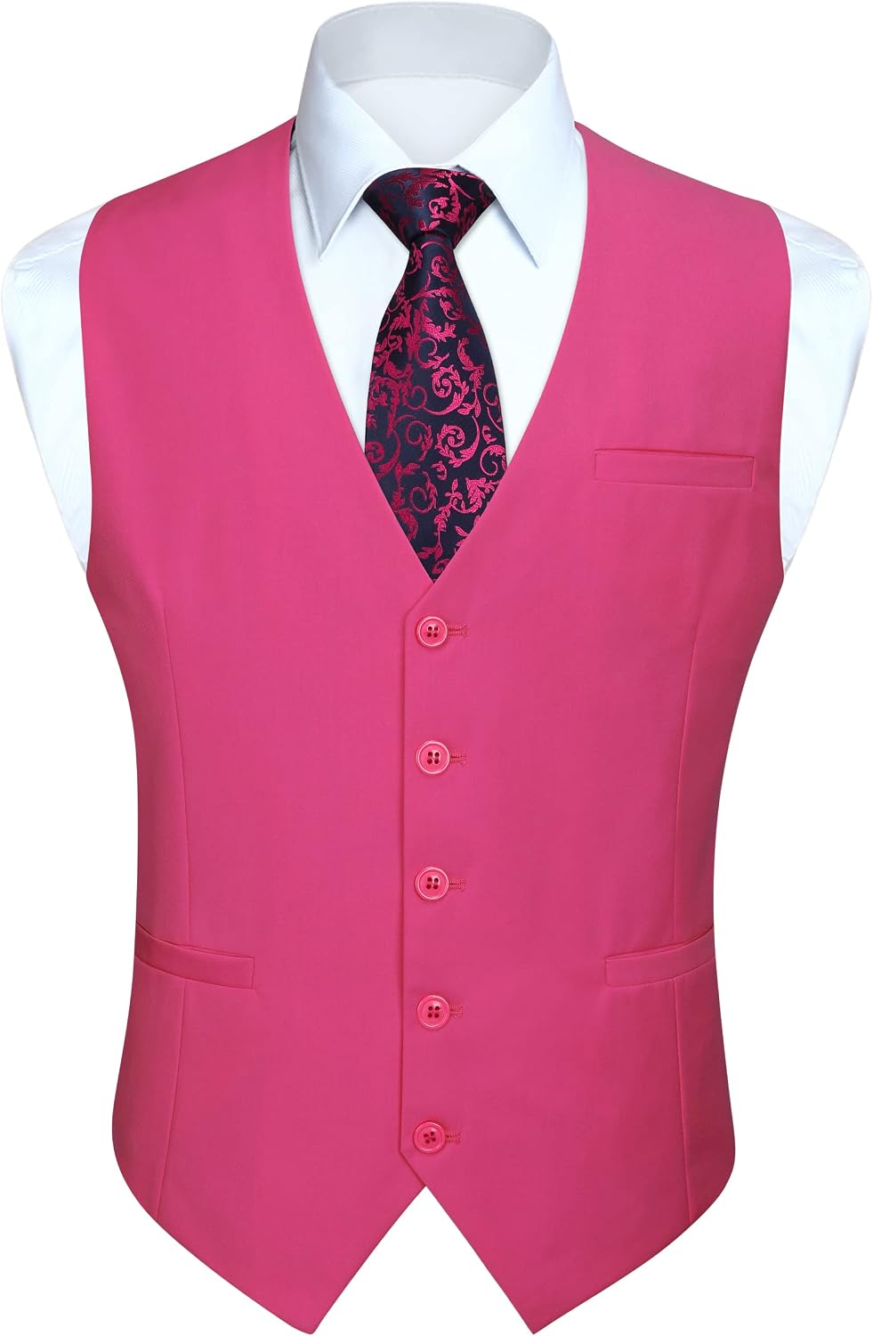 Men's Slim Fit Suit Vest - Three-Pocket Waistcoat for Business, Weddings, Prom and Tuxedo Wear - Large (38)