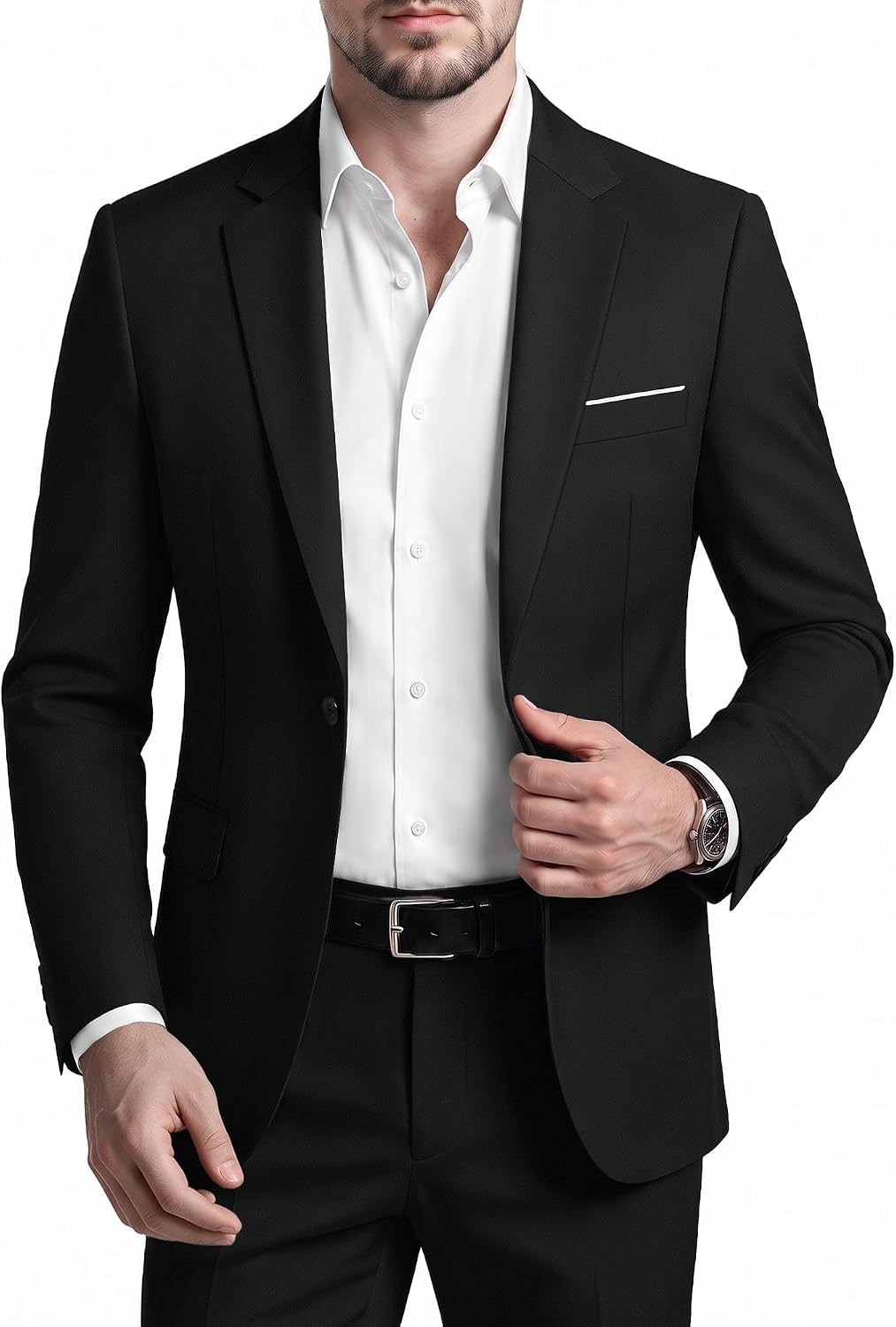 Men's Two-Piece Slim Fit Suit with Bow Tie - One-Button Jacket and Trousers for Prom and Weddings - Small