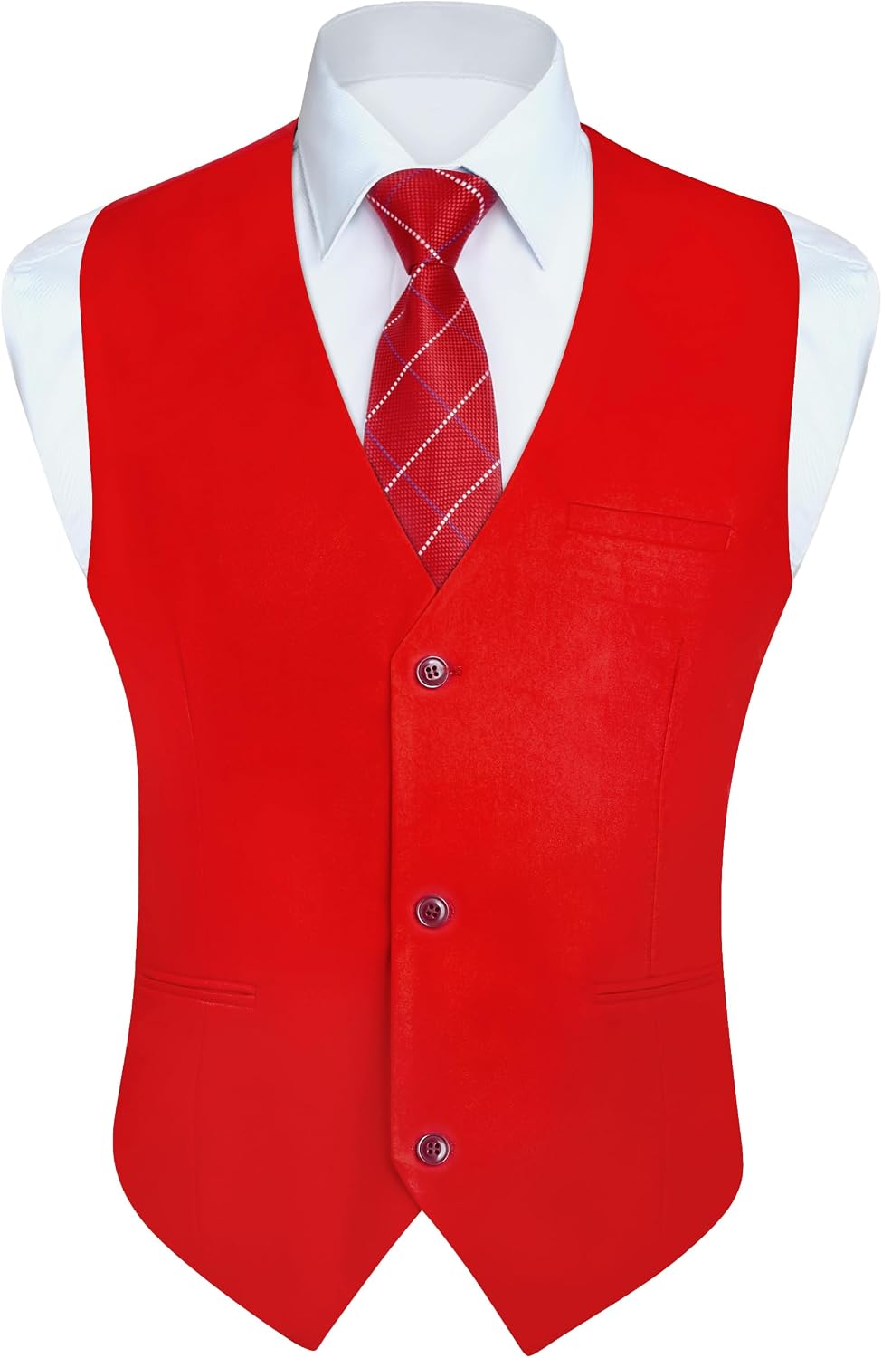 Men's Solid Suit Vest - Business Formal Dress Waistcoat for Weddings, Tuxedo Wear and Parties - Small