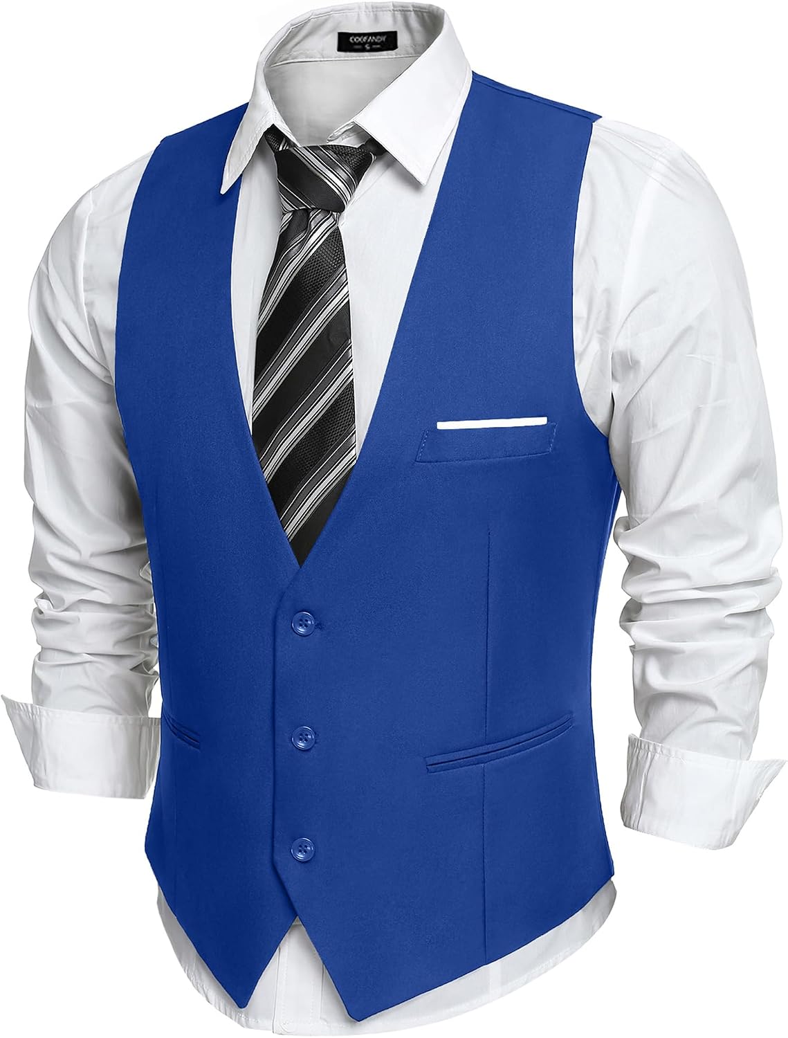 Men's Slim Fit Suit Vest - Formal Dress Waistcoat for Business Wear, Suits and Tuxedos - Dark Gray (13)
