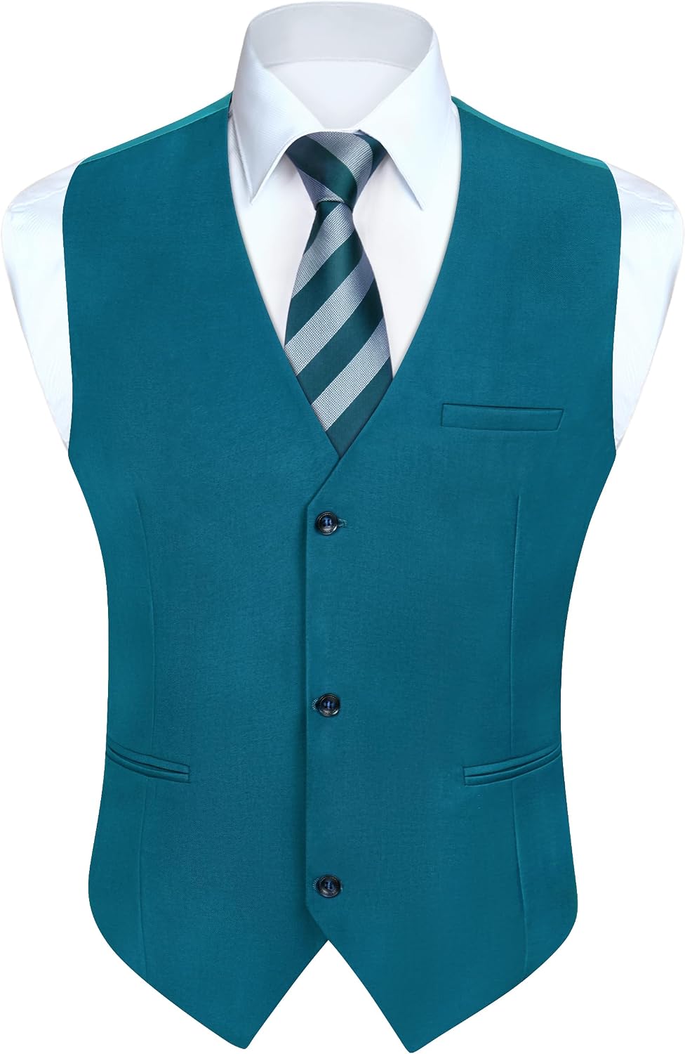 Men's Solid Suit Vest - Business Formal Dress Waistcoat for Weddings, Tuxedo Wear and Parties - Small
