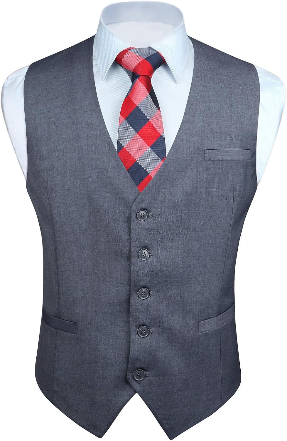 Men's Solid Colour Suit Vest - Business Formal Dress Waistcoat for Suits and Tuxedos - Small
