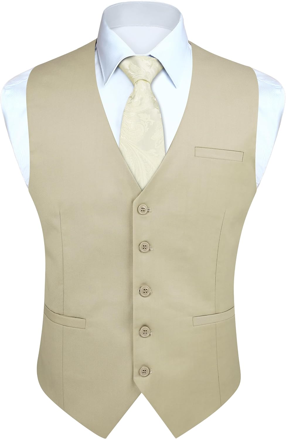 Men's Solid Colour Suit Vest - Business Formal Dress Waistcoat for Suits and Tuxedos - Medium