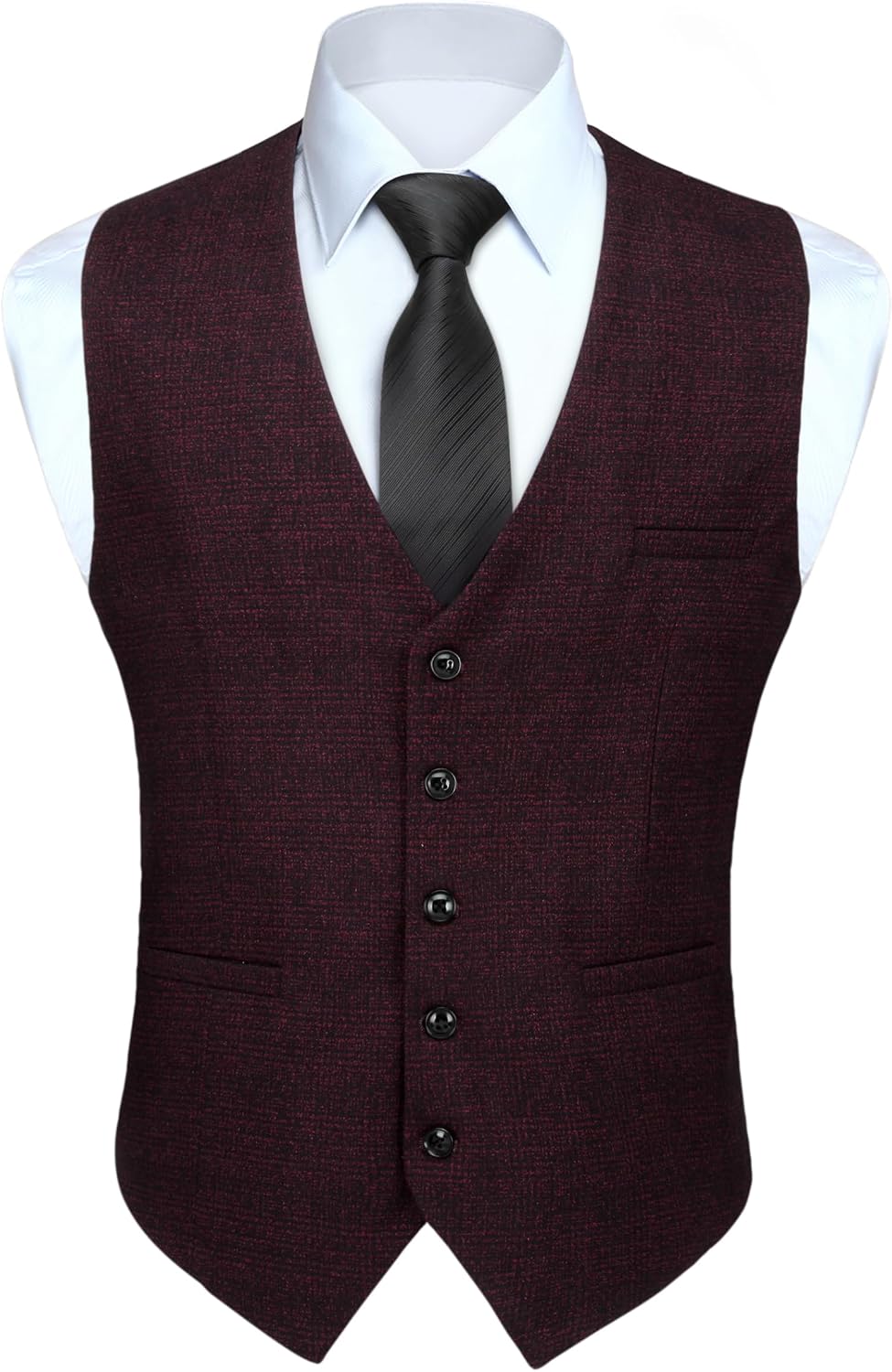 Men's Slim Fit Suit Vest - Three-Pocket Waistcoat for Business, Weddings, Prom and Tuxedo Wear - Large
