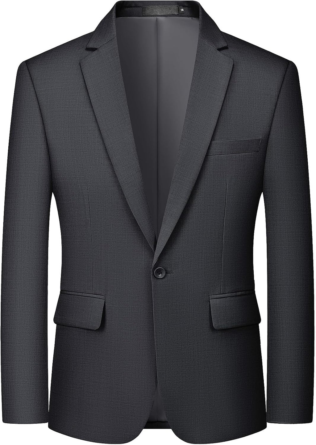 Men's One-Button Suit Jacket - Slim Fit Solid Colour Blazer and Lightweight Sport Coat - Blue Grey