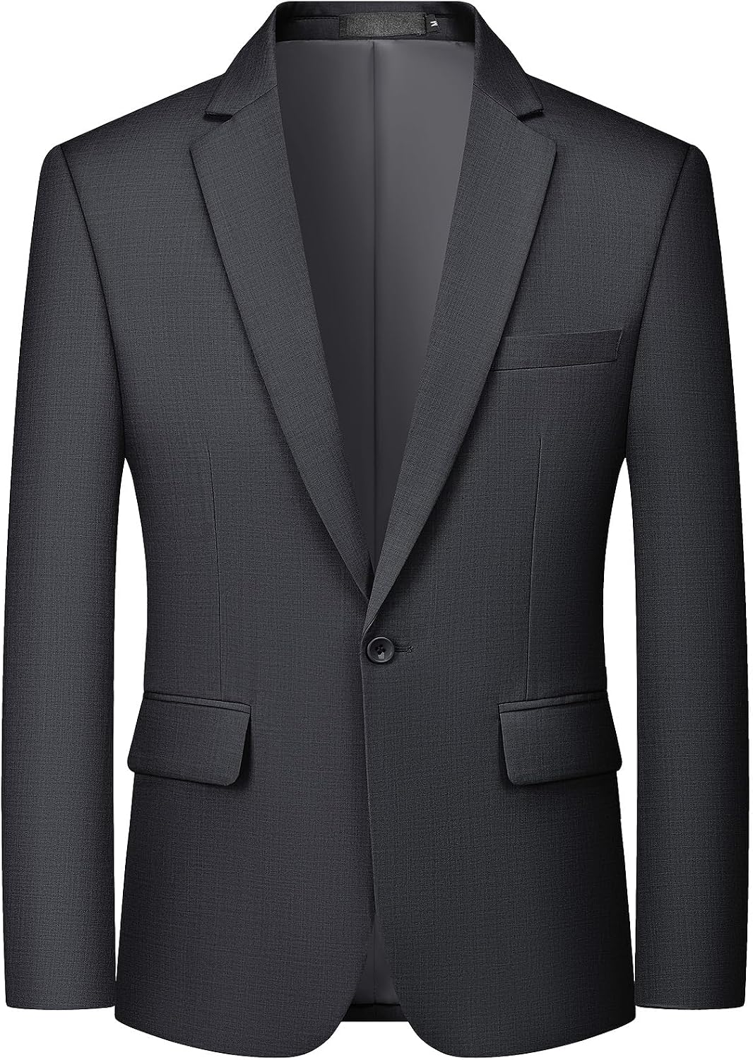 Men's One-Button Suit Jacket - Slim Fit Solid Colour Blazer and Lightweight Sport Coat - Blue Grey