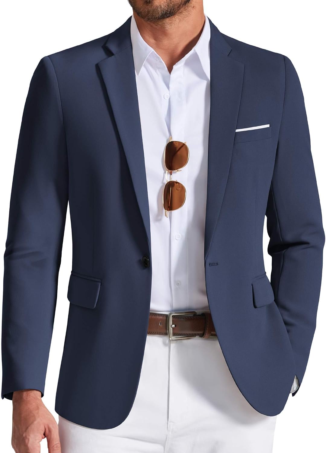 Men's Lightweight One-Button Blazer - Casual Sport Coat and Suit Jacket for Everyday Wear - 36
