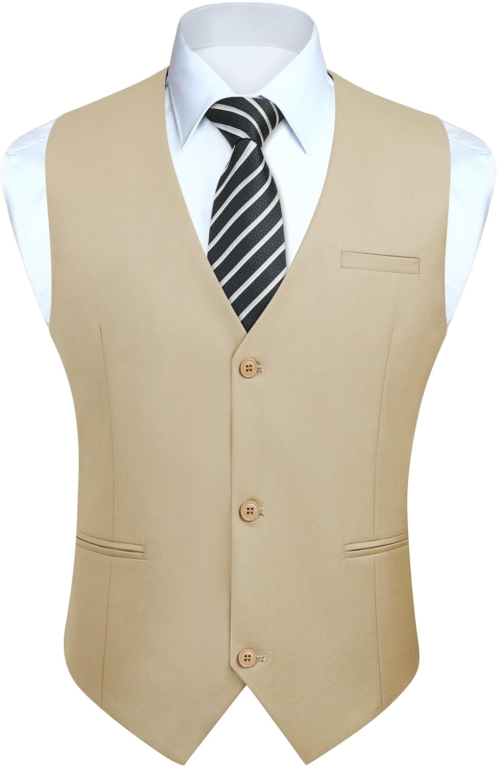 Men's Solid Suit Vest - Business Formal Dress Waistcoat for Weddings, Tuxedo Wear and Parties - Small