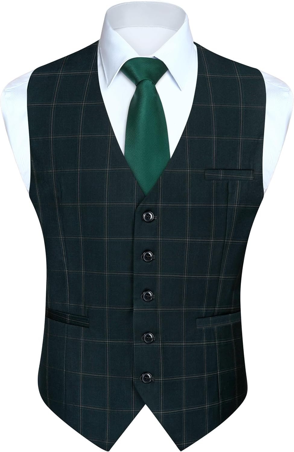 Men's Slim Fit Suit Vest - Three-Pocket Waistcoat for Business, Weddings, Prom and Tuxedo Wear - Large (39)