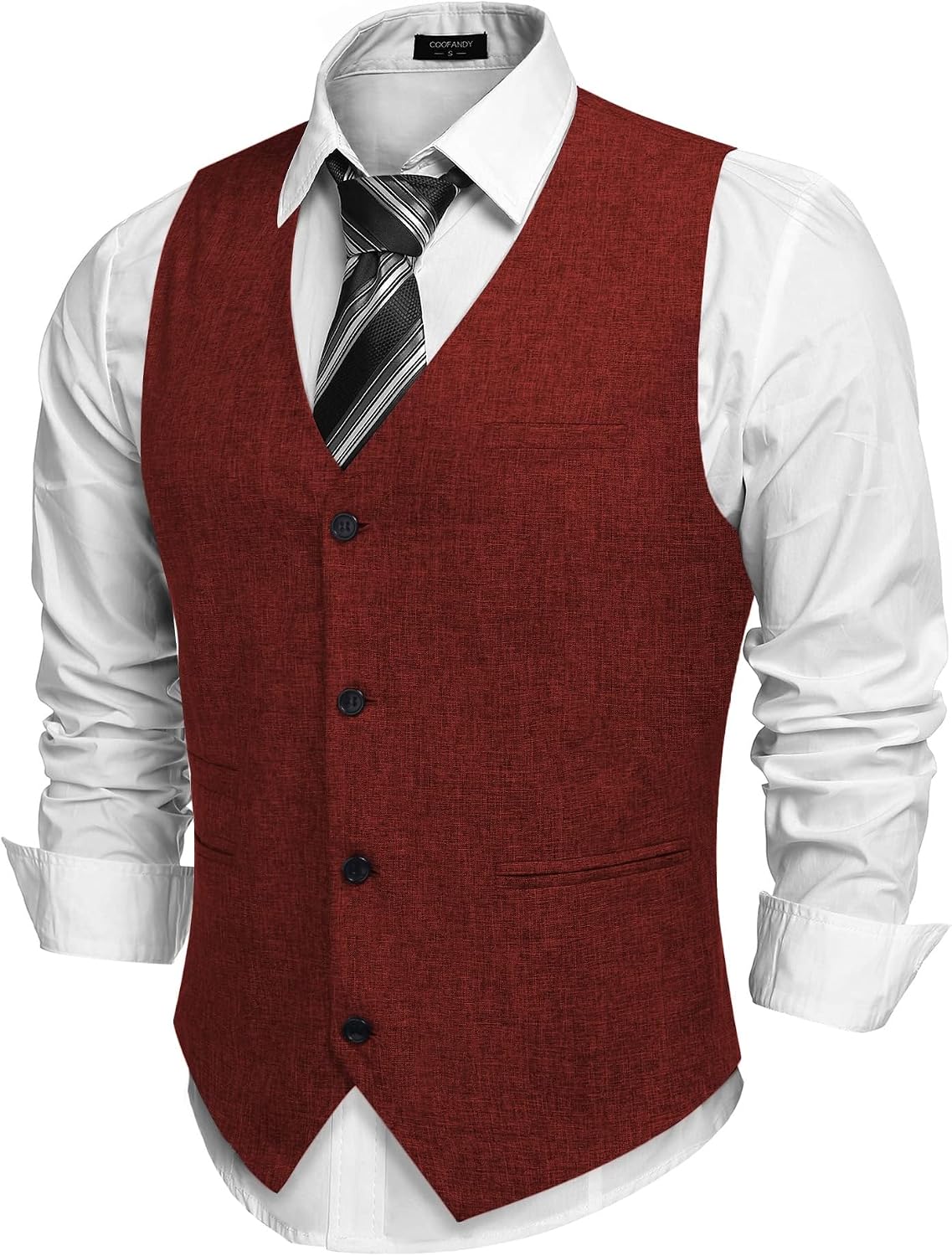 Men's Slim Fit Suit Vest - Lightweight Business Waistcoat for Casual and Formal Layering - Medium