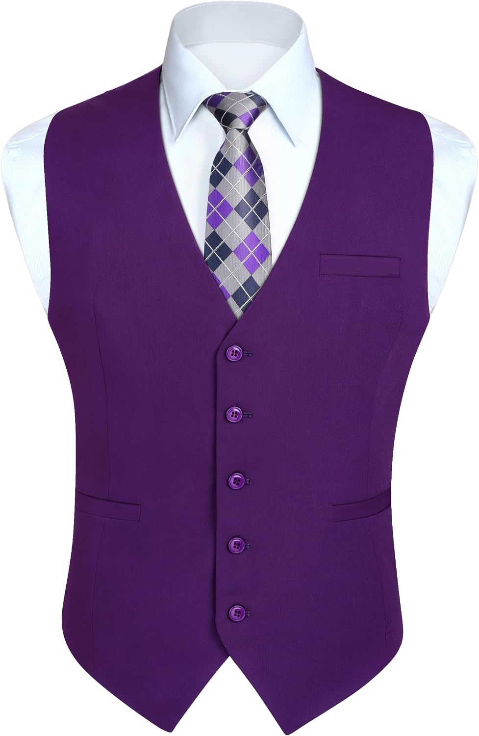 Men's Solid Colour Suit Vest - Business Formal Dress Waistcoat for Suits and Tuxedos - Small (11)