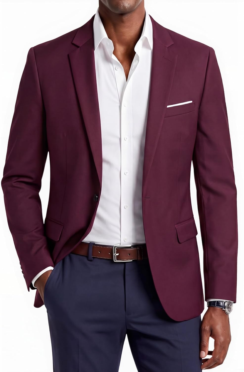 Men's Slim Fit One-Button Blazer Jacket - Casual Sport Coat for Office, Dinner and Weekend Wear - Black