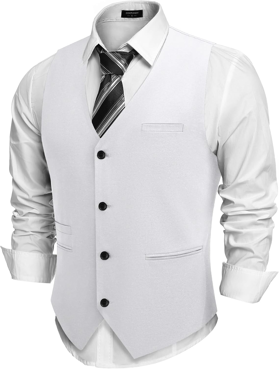 Men's Slim Fit Suit Vest - Lightweight Business Waistcoat for Casual and Formal Layering - Large