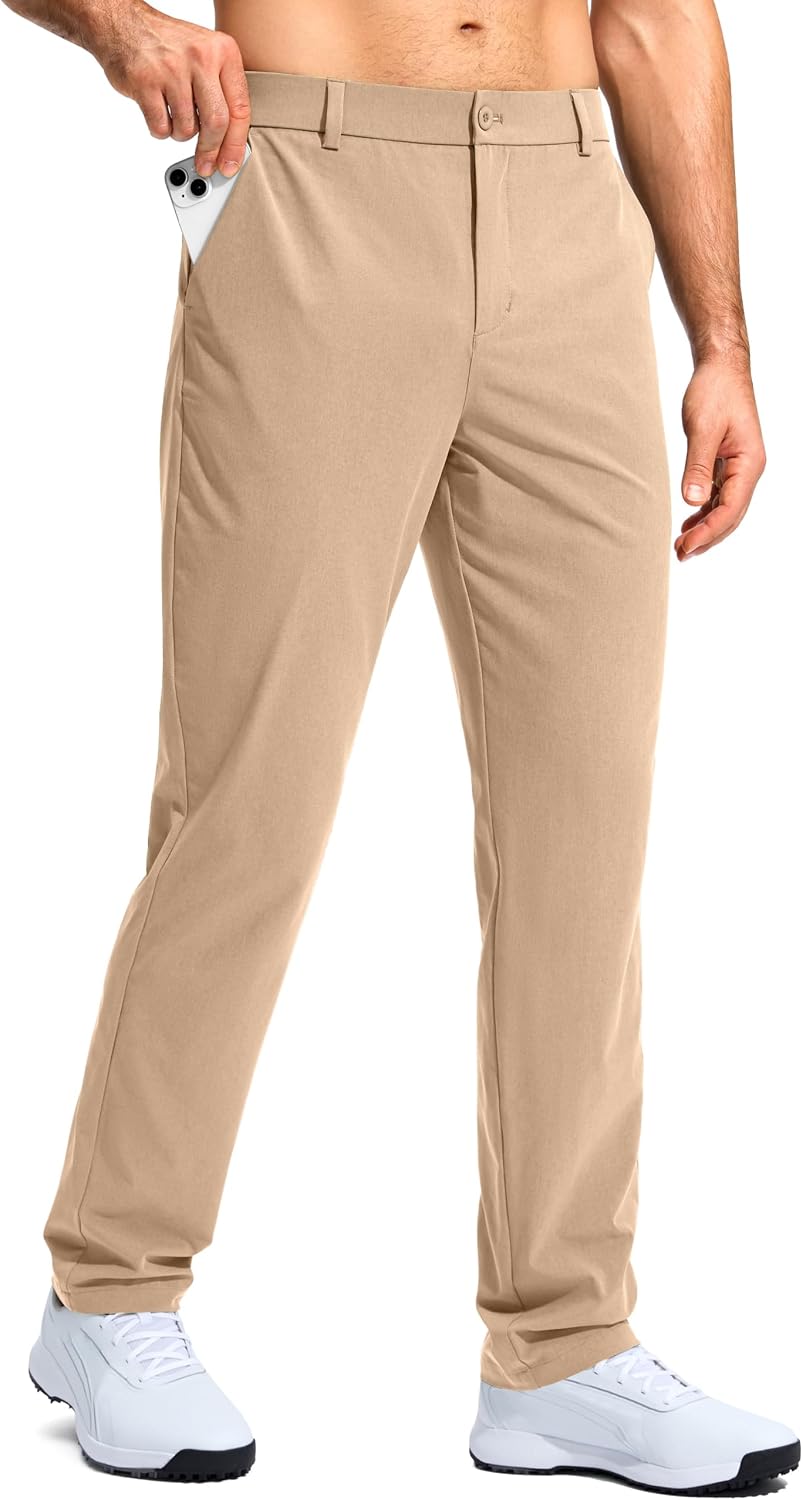 Men's Stretch Golf Pants - Lightweight Classic Fit Flat Front Trousers with Four Pockets - 33W x 34L
