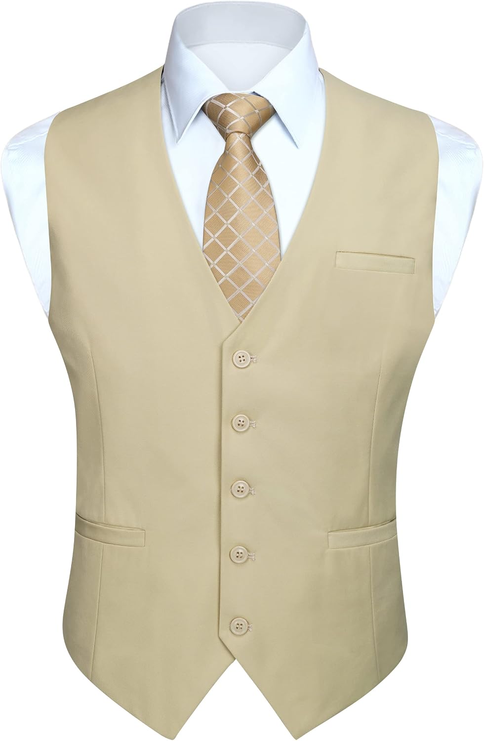 Men's Slim Fit Suit Vest - Three-Pocket Waistcoat for Business, Weddings, Prom and Tuxedo Wear - Small (15)