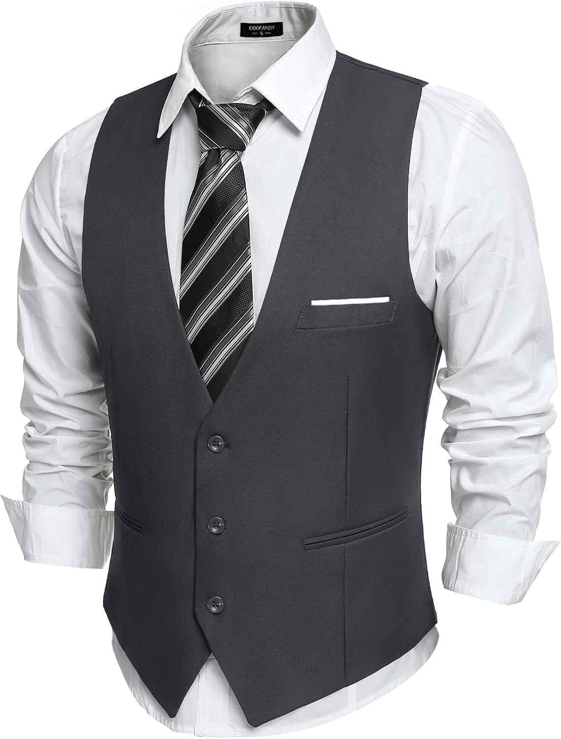 Men's Slim Fit Suit Vest - Formal Dress Waistcoat for Business Wear, Suits and Tuxedos - Army Green