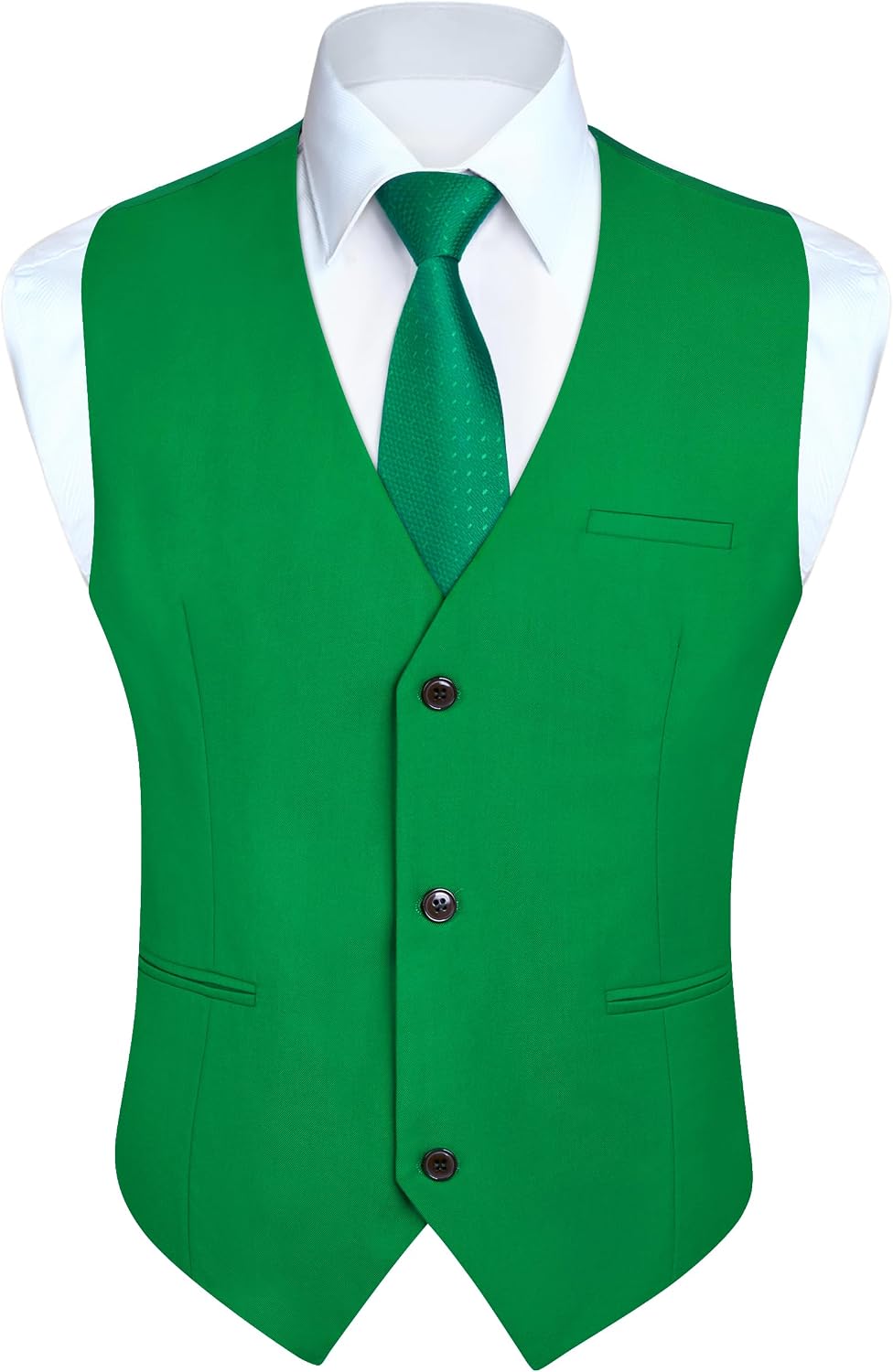 Men's Solid Suit Vest - Slim Fit Cotton-Blend Waistcoat with Three-Button Front and Pocket for Weddings - Small