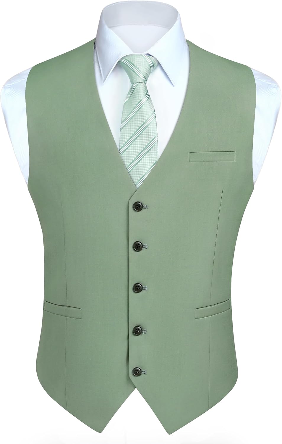 Men's Slim Fit Suit Vest - Three-Pocket Waistcoat for Business, Weddings, Prom and Tuxedo Wear - Medium