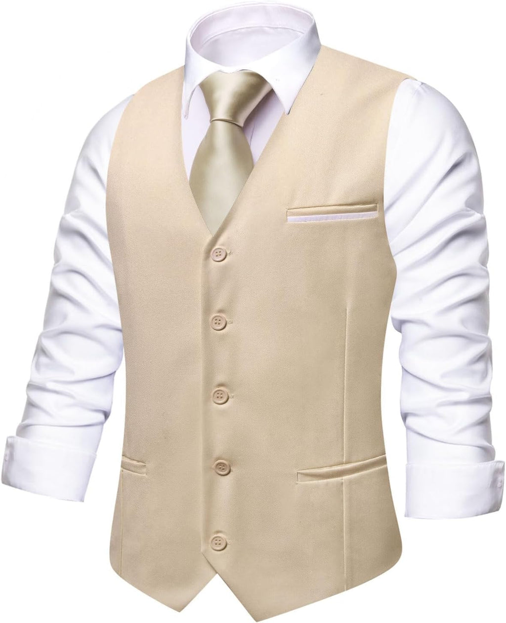 Men's Formal Suit Vest - Solid V-Neck Waistcoat with Three Pockets for Business and Weddings - Small