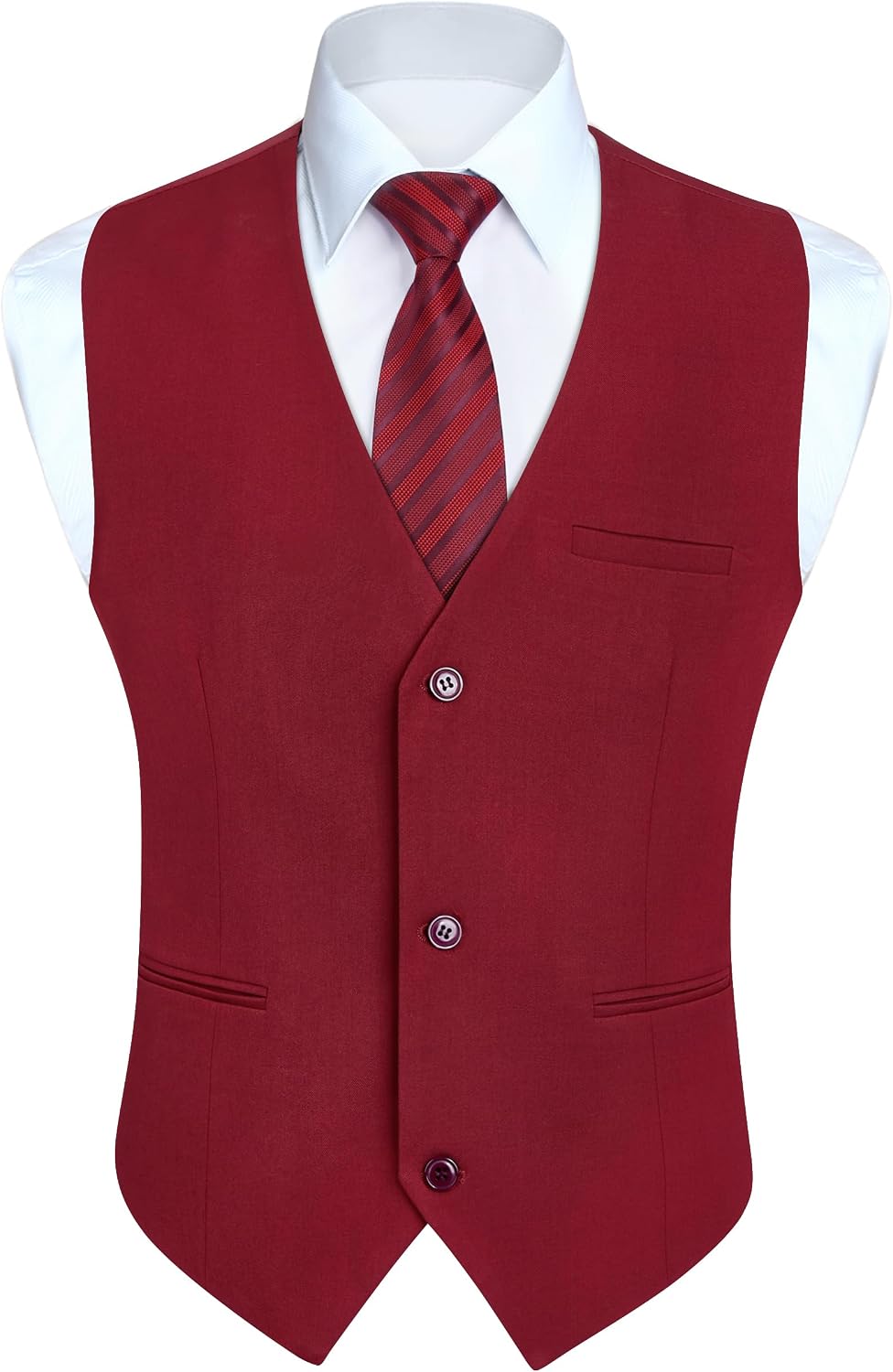 Men's Solid Suit Vest - Slim Fit Cotton-Blend Waistcoat with Three-Button Front and Pocket for Weddings - Small