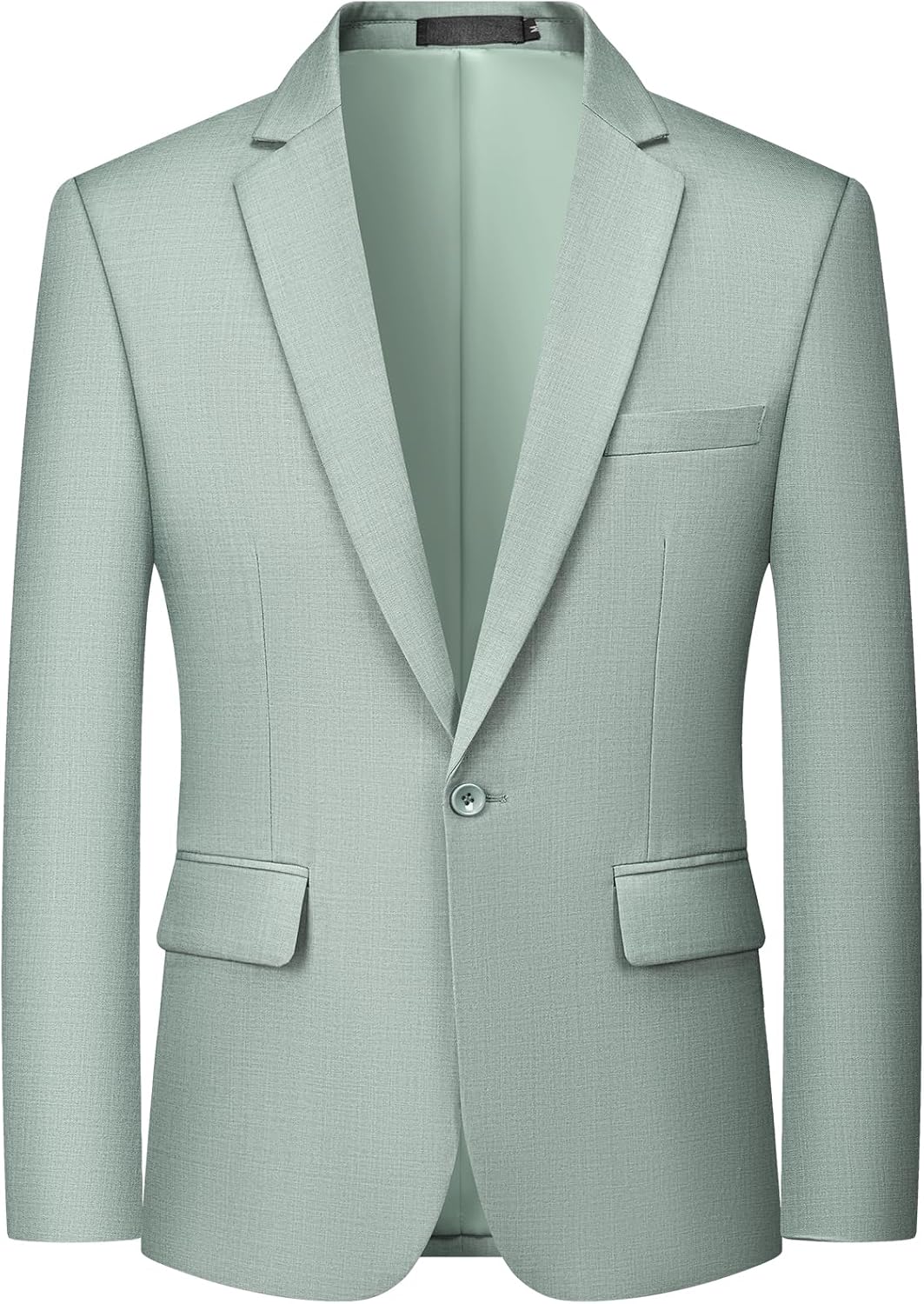 Men's One-Button Suit Jacket - Slim Fit Solid Colour Blazer and Lightweight Sport Coat - Black (6)