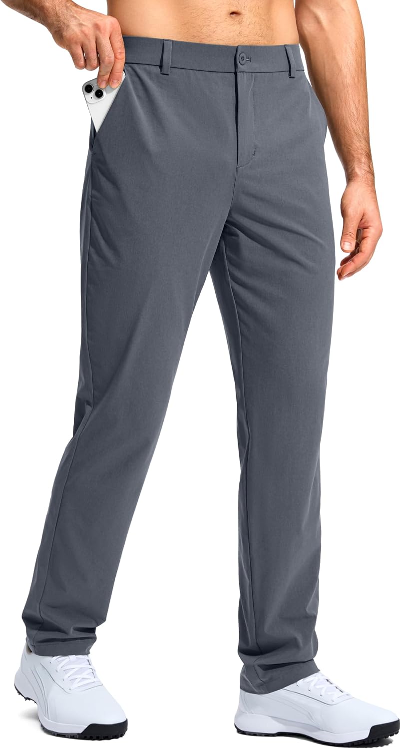 Men's Stretch Golf Pants - Lightweight Classic Fit Flat Front Trousers with Four Pockets - 33W x 34L