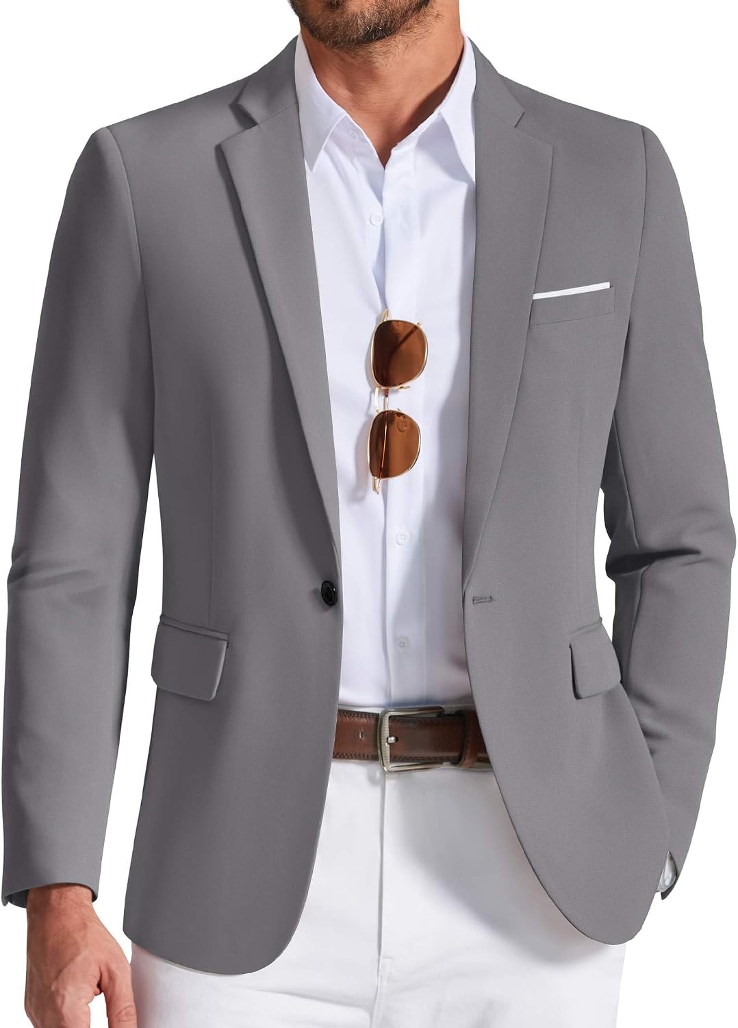 Men's Lightweight One-Button Blazer - Casual Sport Coat and Suit Jacket for Everyday Wear - 36