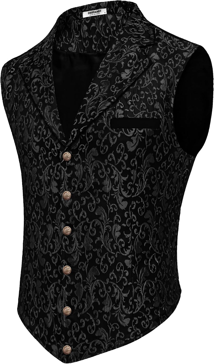 Men's Paisley Floral Suit Vest - Victorian Gothic Waistcoat with Notched Lapels for Tuxedo Wear - Medium