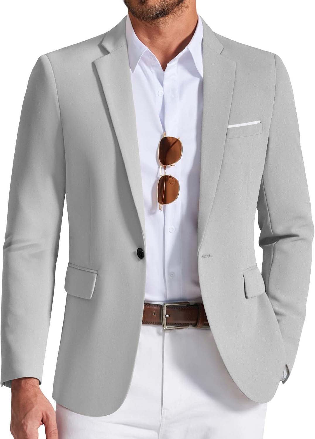 Men's Lightweight One-Button Blazer - Casual Sport Coat and Suit Jacket for Everyday Wear - 36