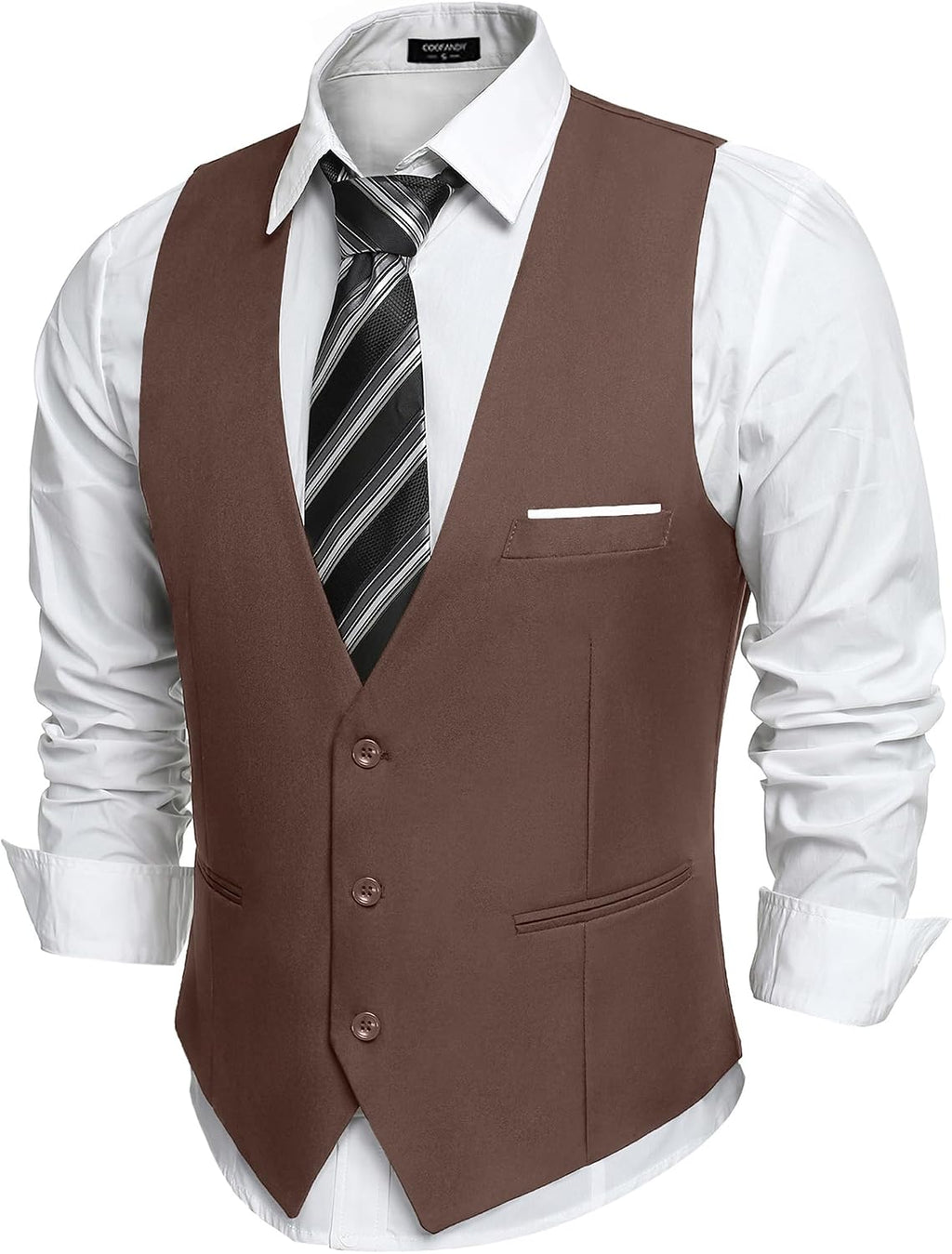 Men's Slim Fit Suit Vest - Formal Dress Waistcoat for Business Wear, Suits and Tuxedos - Dark Gray