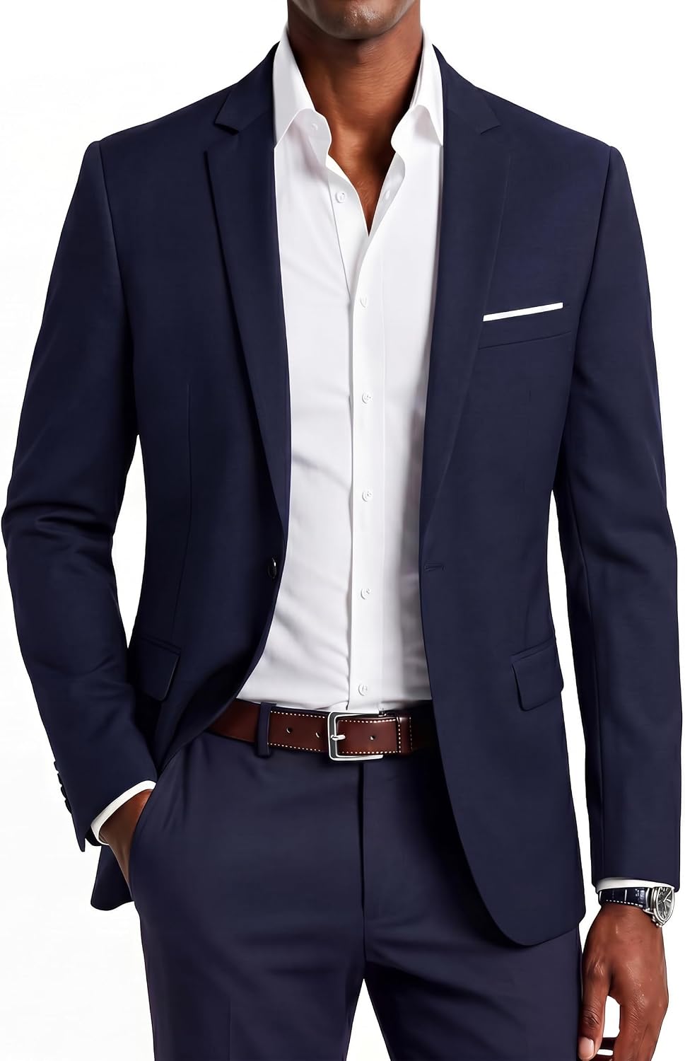 Men's Slim Fit One-Button Blazer Jacket - Casual Sport Coat for Office, Dinner and Weekend Wear - Black