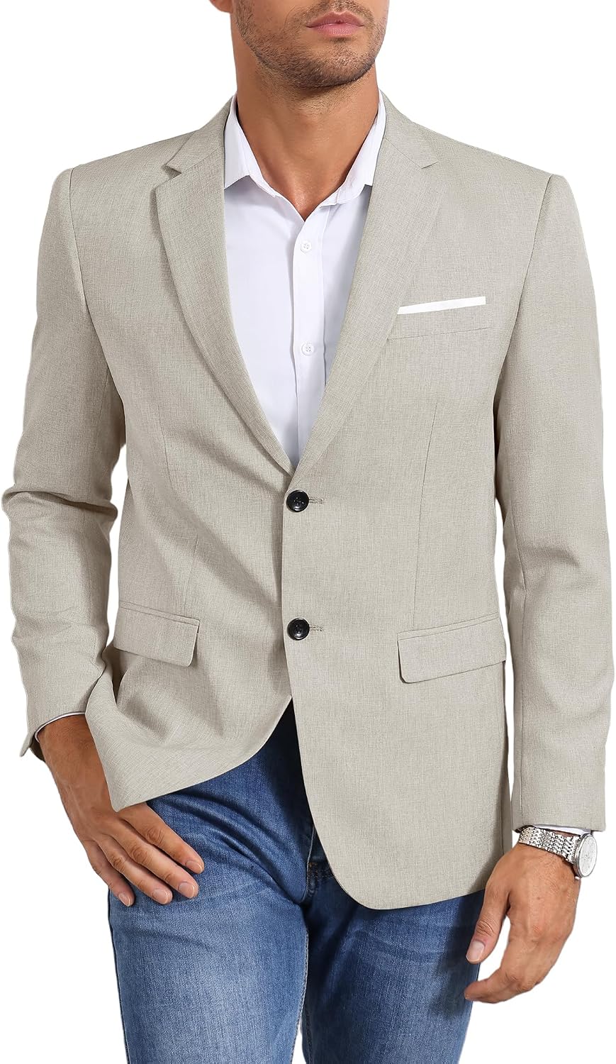Men's Two-Button Casual Blazer - Lightweight Soft Sport Coat for Year-Round Business and Weekend Wear - Small