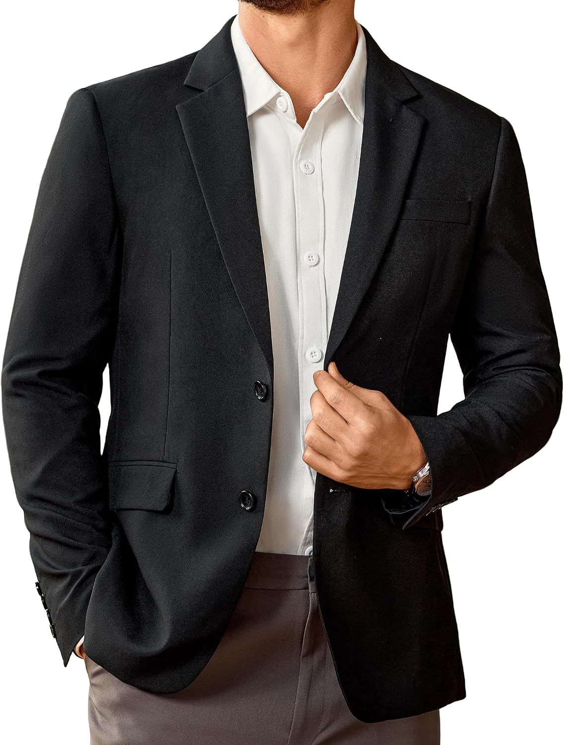 Men's Two-Button Sport Coat - Lightweight Lapel Collar Blazer for Business, Weddings and Dinners - Small