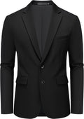 Men's Two-Button Casual Blazer - Solid Colour Sport Coat and Suit Jacket for Office Wear - Black
