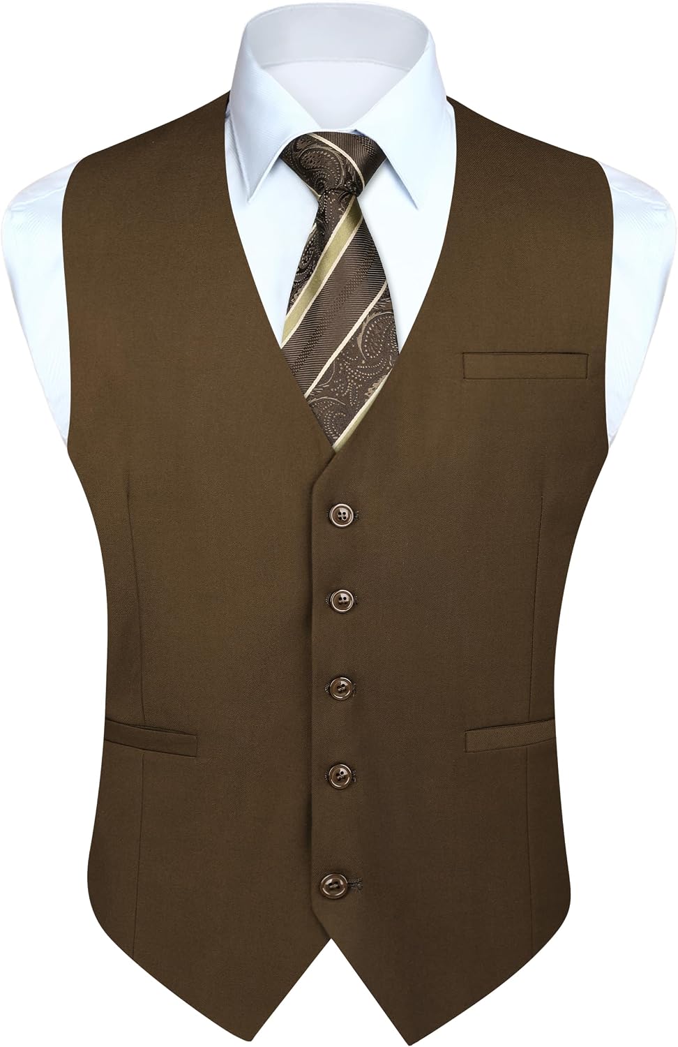 Men's Solid Colour Suit Vest - Business Formal Dress Waistcoat for Suits and Tuxedos - Small