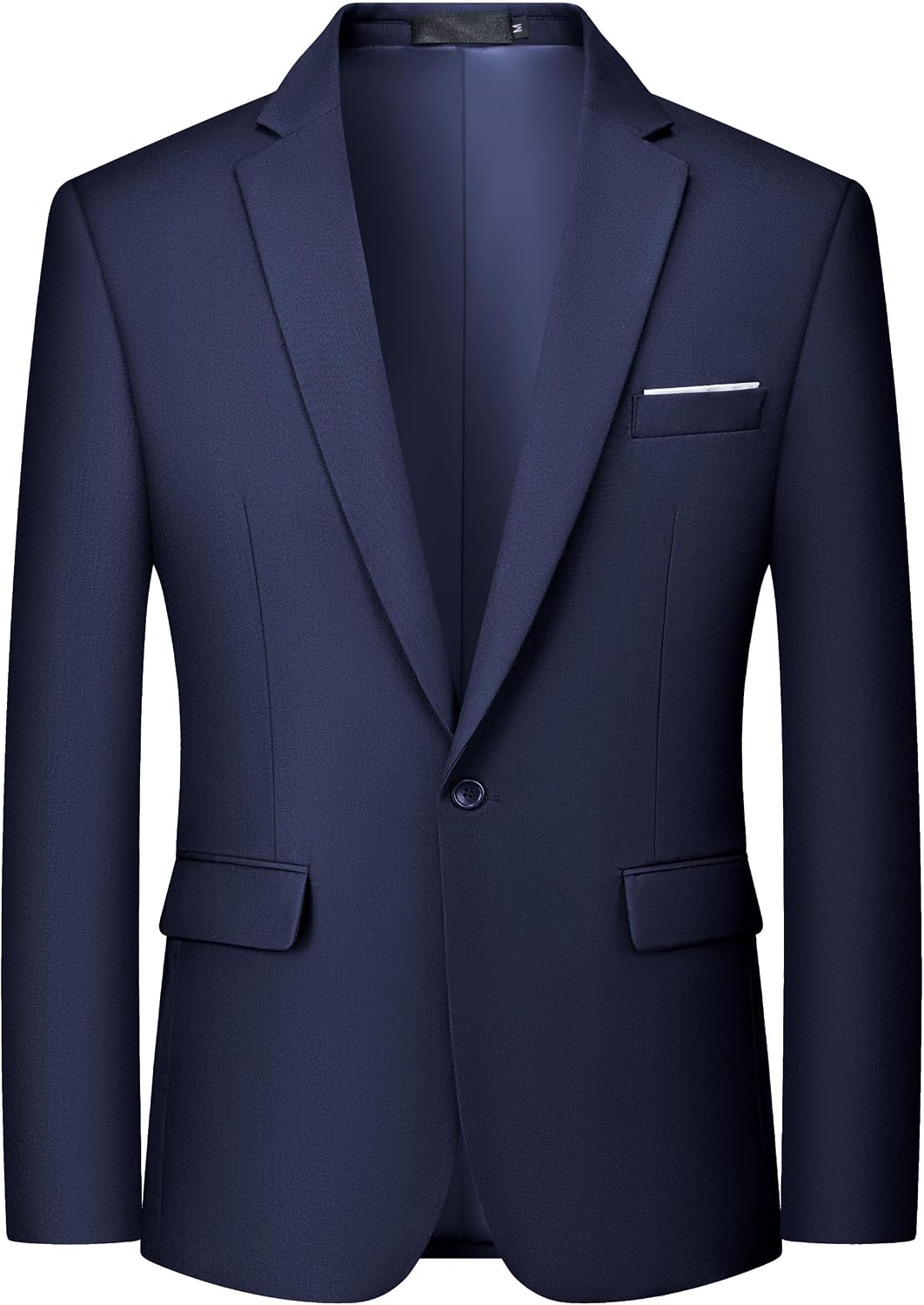 Men's One-Button Solid Colour Blazer - Slim Fit Lightweight Suit Jacket and Casual Sport Coat - Black (4)