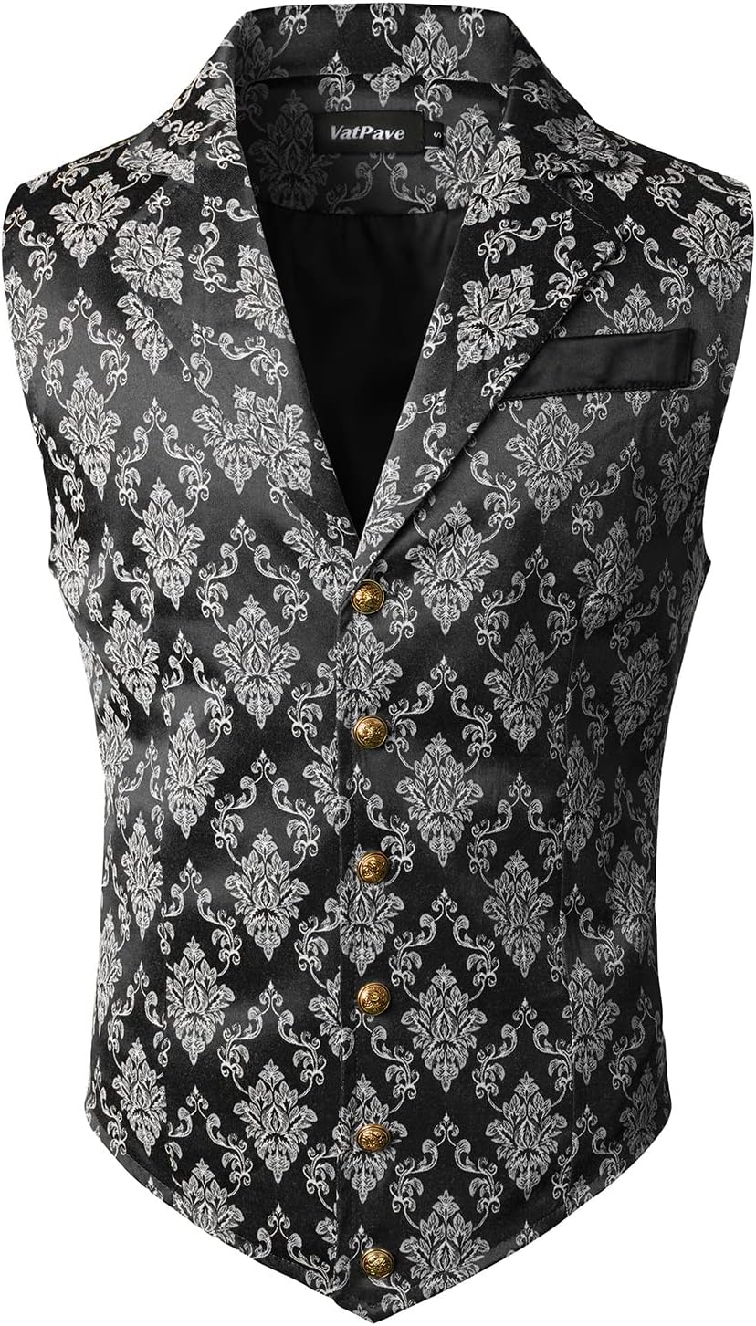 Men's Victorian Suit Vest - Steampunk and Gothic Waistcoat for Costume, Cosplay and Halloween Parties - Medium