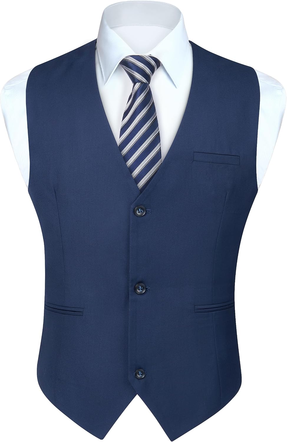 Men's Solid Suit Vest - Slim Fit Cotton-Blend Waistcoat with Three-Button Front and Pocket for Weddings - Small (12)