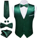 Men's Formal Suit Vest Set - Five-Piece Slim Fit V-Neck Waistcoat with Tie and Bow Tie - Small