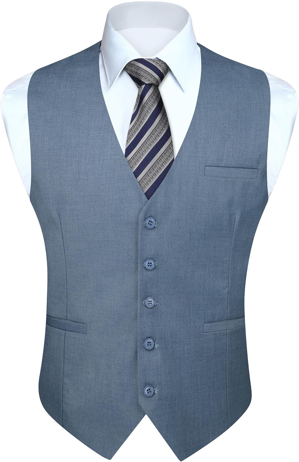 Men's Solid Colour Suit Vest - Business Formal Dress Waistcoat for Suits and Tuxedos - Small