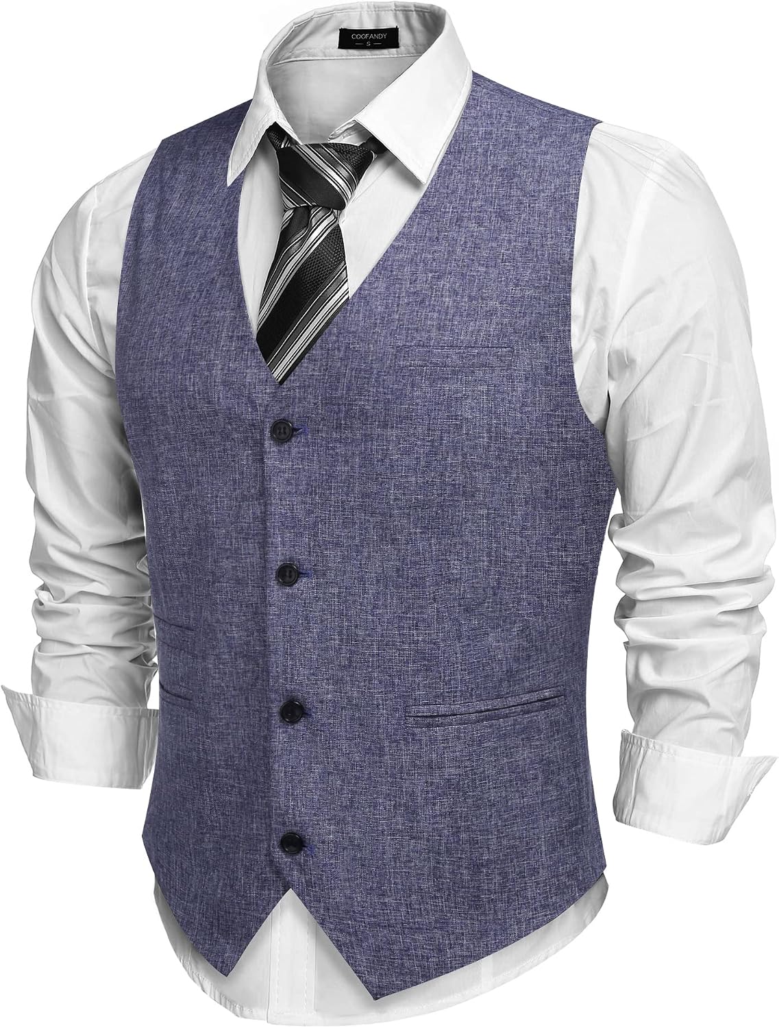 Men's Slim Fit Suit Vest - Lightweight Business Waistcoat for Casual and Formal Layering - Small