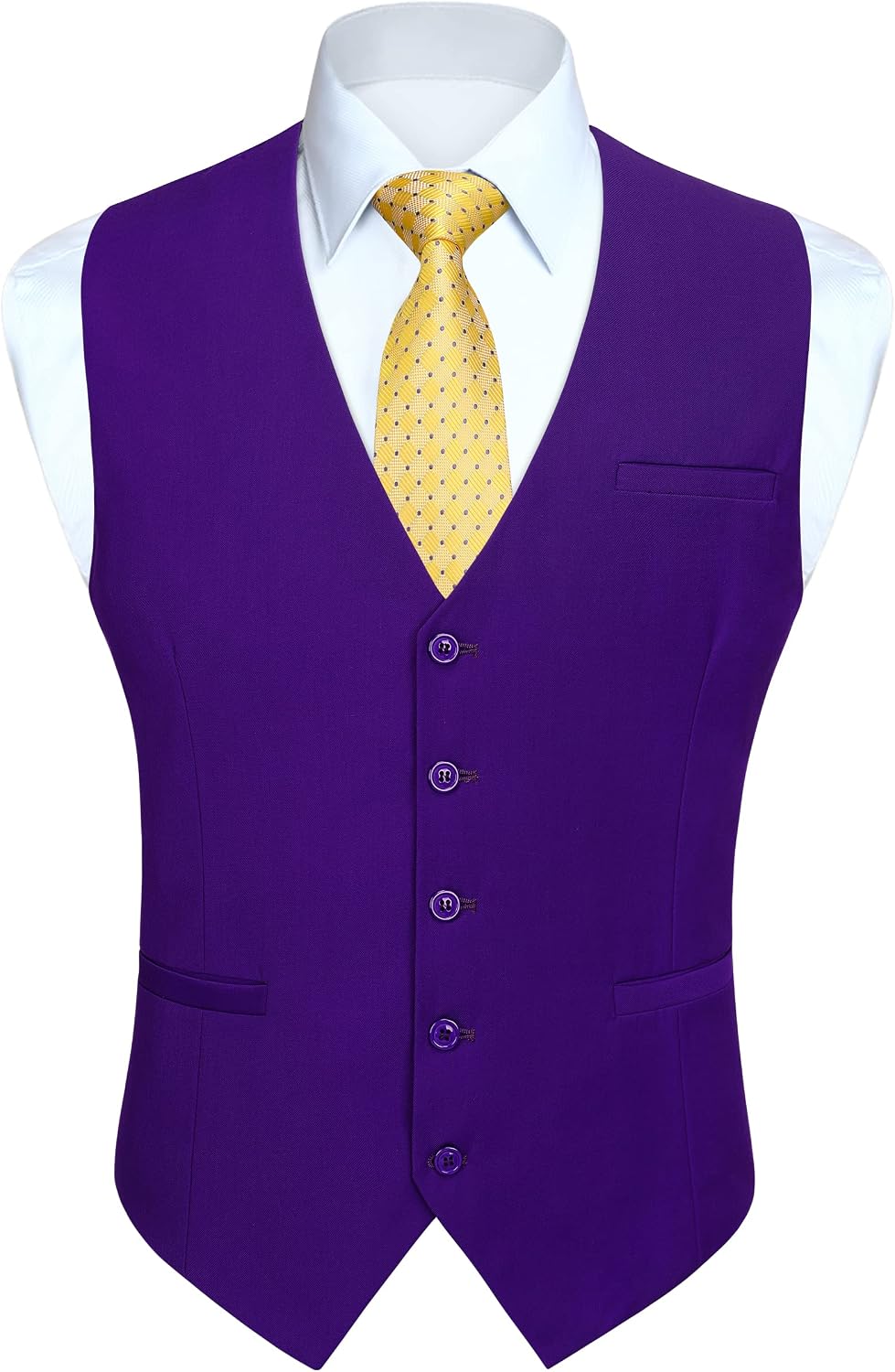 Men's Slim Fit Suit Vest - Three-Pocket Waistcoat for Business, Weddings, Prom and Tuxedo Wear - Large