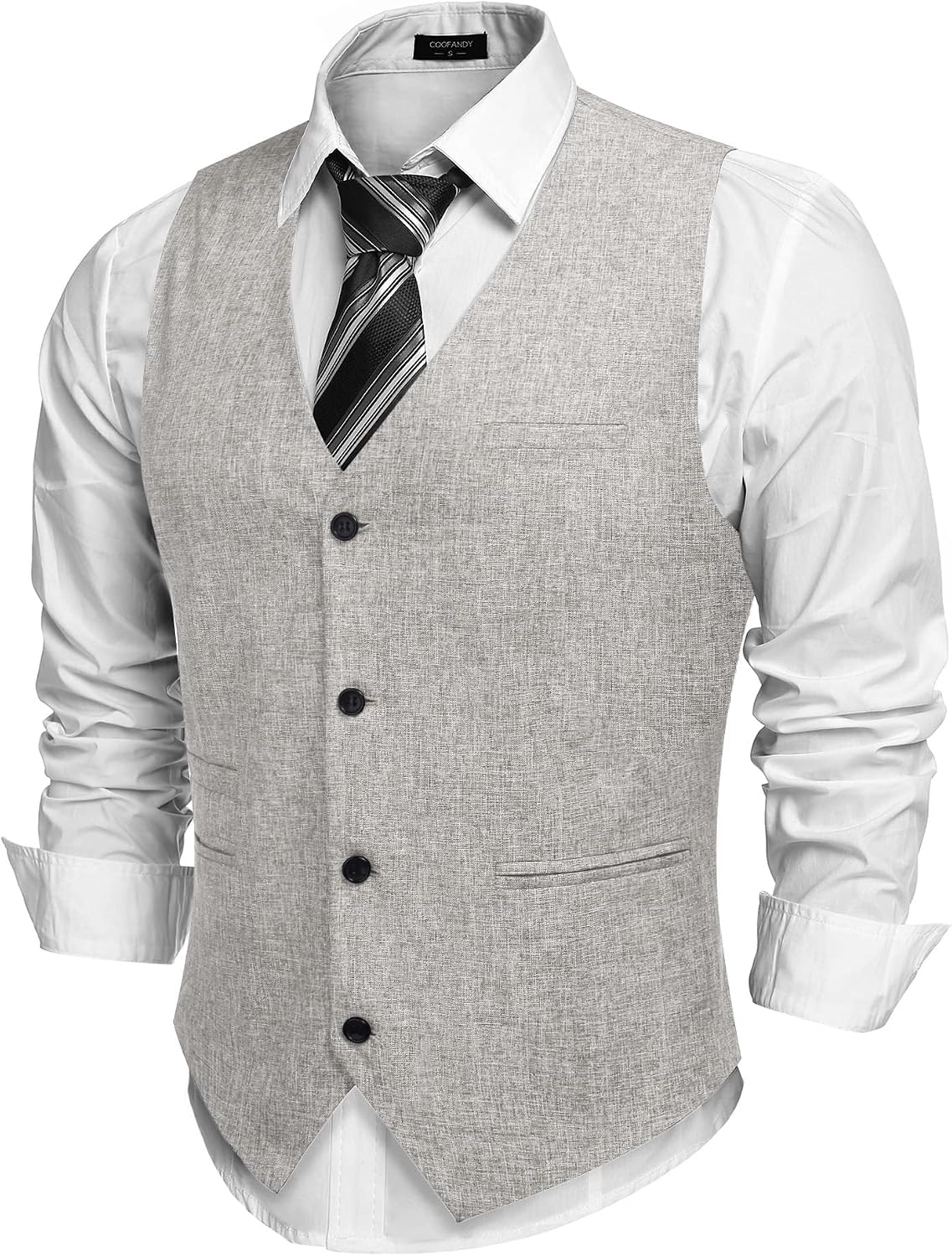 Men's Slim Fit Suit Vest - Lightweight Business Waistcoat for Casual and Formal Layering - Small