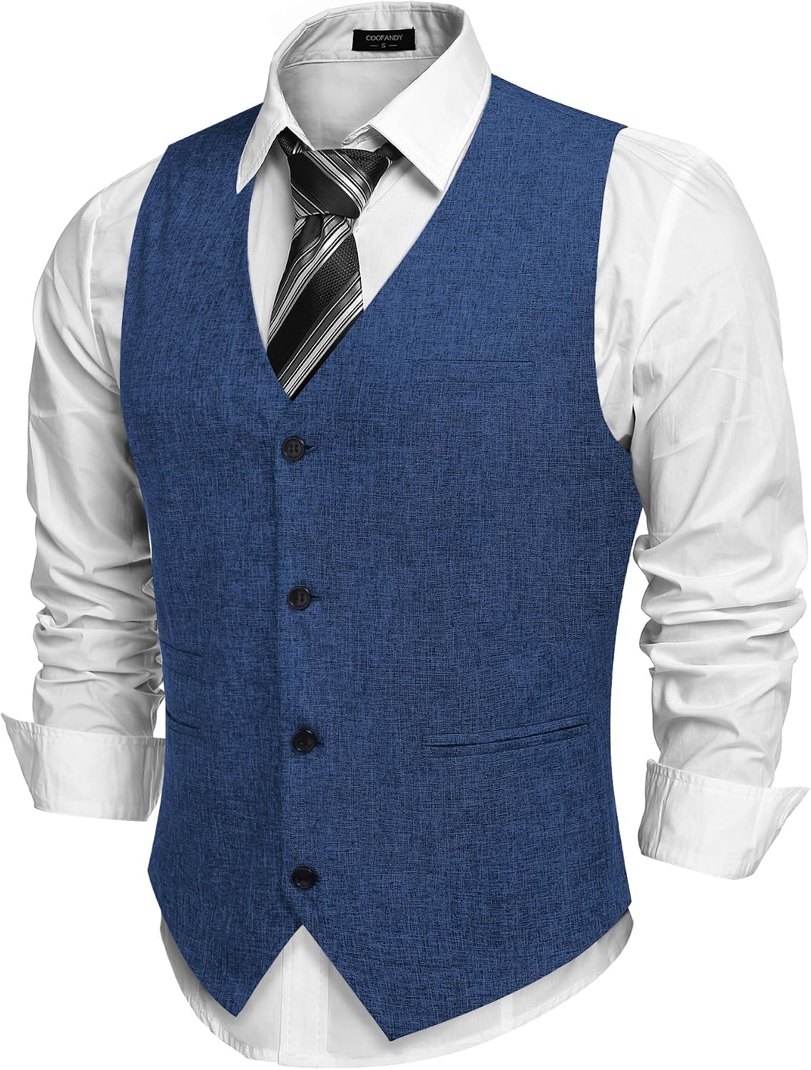 Men's Slim Fit Suit Vest - Lightweight Business Waistcoat for Casual and Formal Layering - Medium
