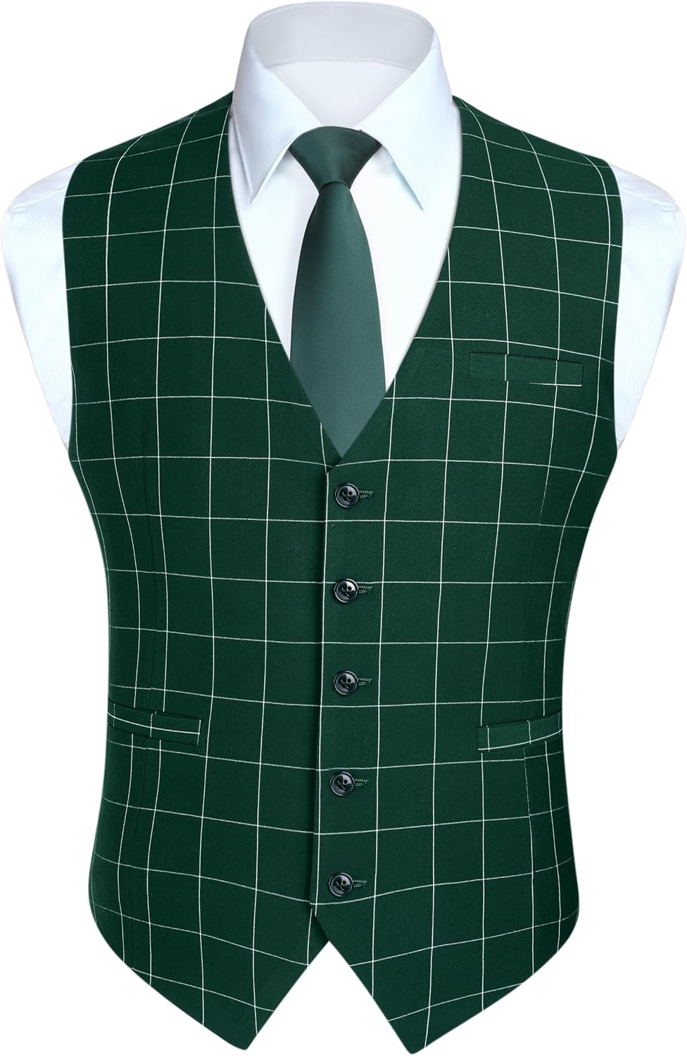 Men's Solid Colour Suit Vest - Business Formal Dress Waistcoat for Suits and Tuxedos - Small