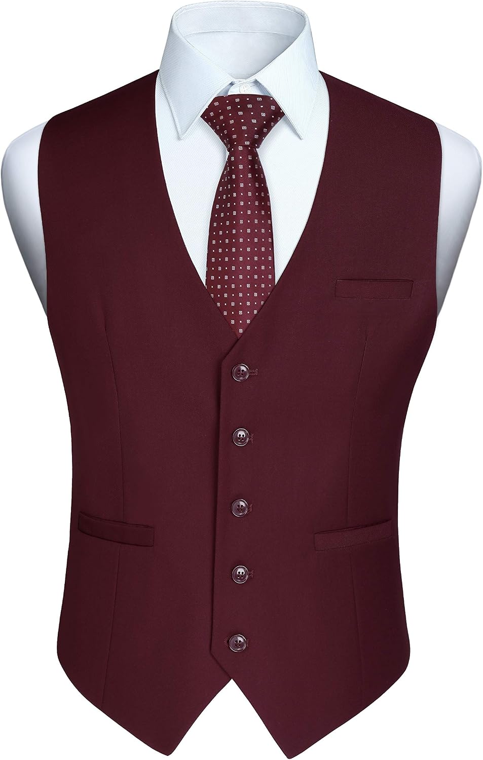 Men's Slim Fit Suit Vest - Three-Pocket Waistcoat for Business, Weddings, Prom and Tuxedo Wear - Medium