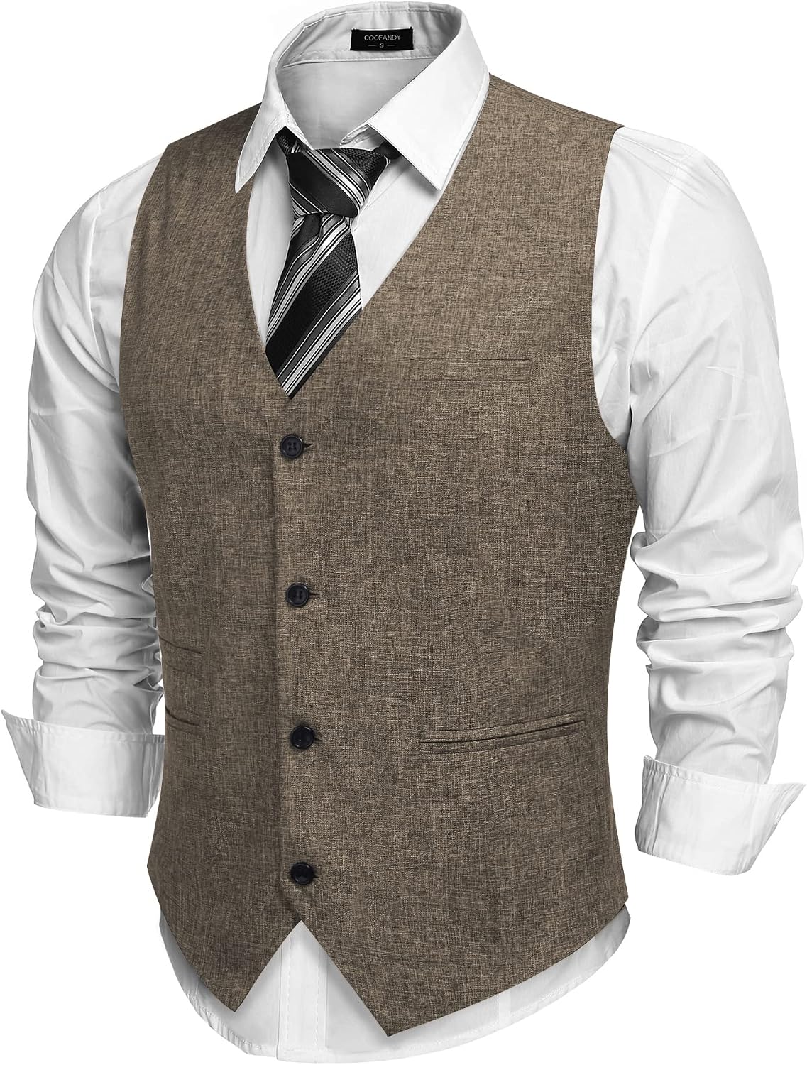 Men's Slim Fit Suit Vest - Lightweight Business Waistcoat for Casual and Formal Layering - Medium