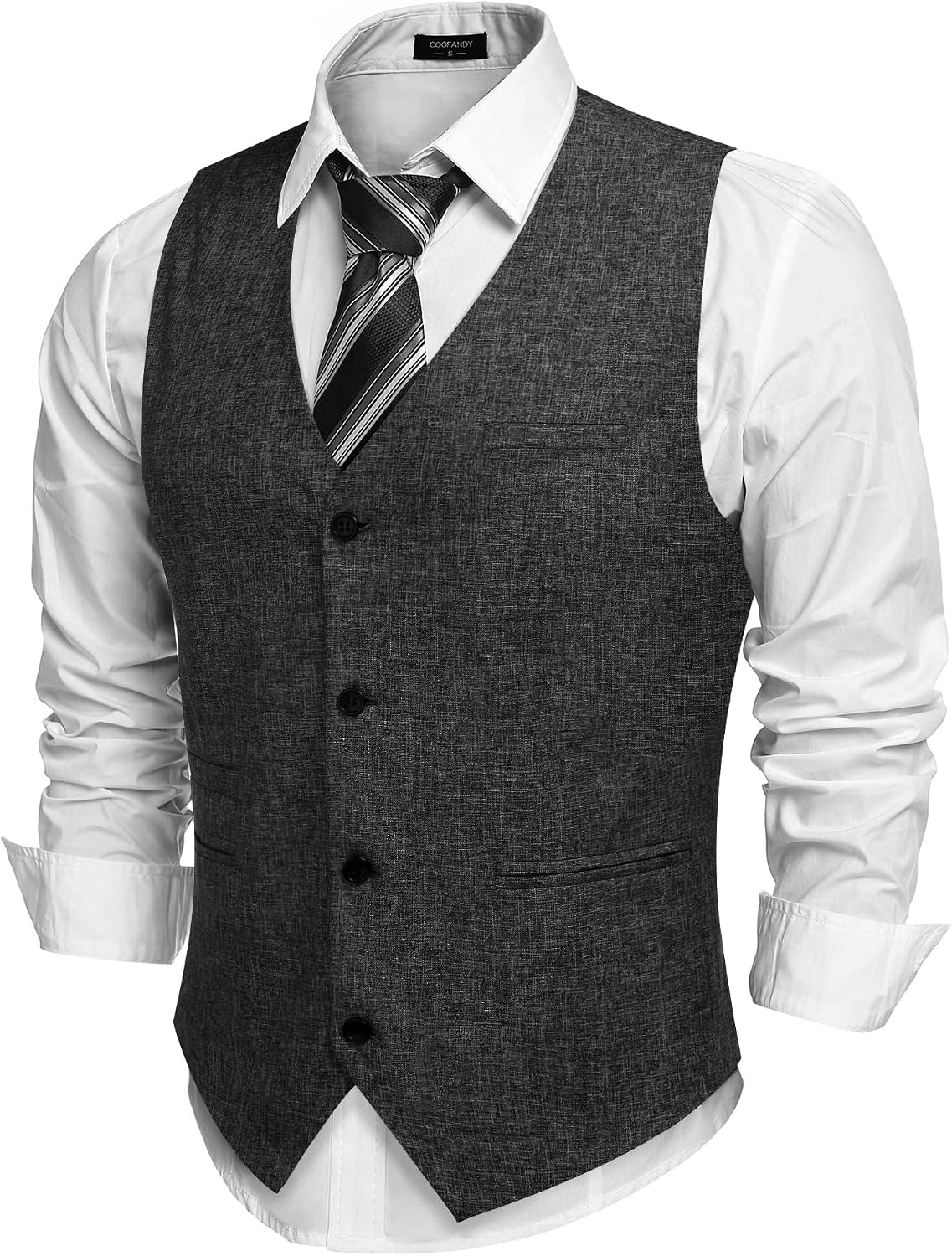 Men's Slim Fit Suit Vest - Lightweight Business Waistcoat for Casual and Formal Layering - Small