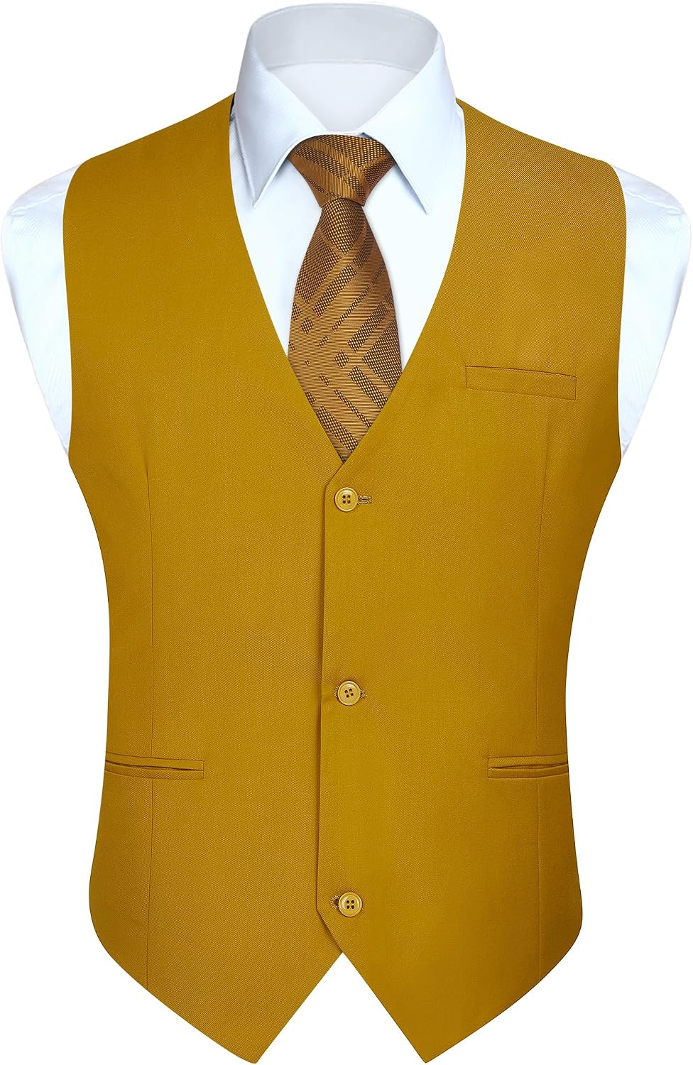 Men's Solid Suit Vest - Slim Fit Cotton-Blend Waistcoat with Three-Button Front and Pocket for Weddings - Small